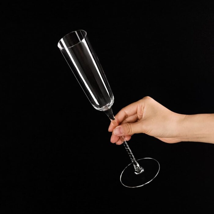 KAMMAK Champagne Flutes 5oz Crystal Champagne Glasses Set of 2, Elegant Champagne Flutes with Long Stem, Clear Wine Glasses Gift Ideal for Wedding, Party, Birthday, Anniversaries