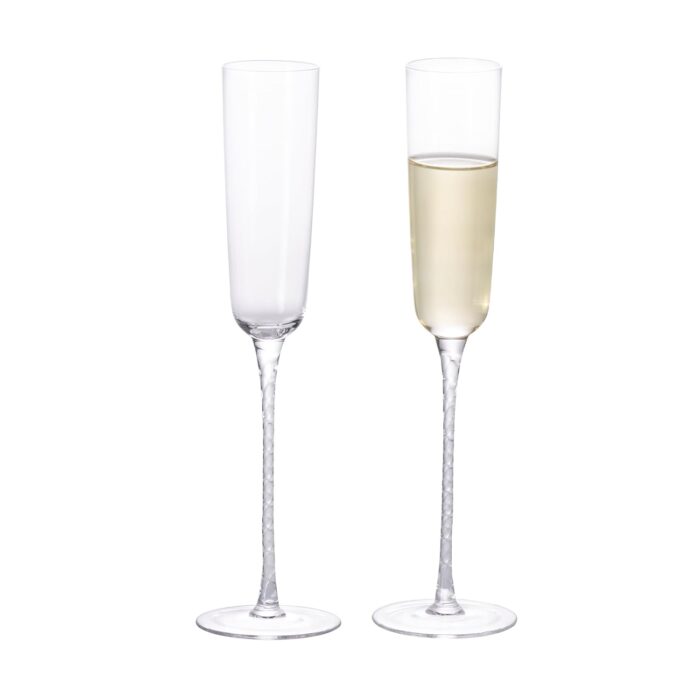 KAMMAK Champagne Flutes 5oz Crystal Champagne Glasses Set of 2, Elegant Champagne Flutes with Long Stem, Clear Wine Glasses Gift Ideal for Wedding, Party, Birthday, Anniversaries