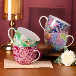 KAMMAK Coffee Mugs Ceramic Tea Cups Set of 2, 15 oz Porcelain Espresso Cups with Handle Large Demitasse Mugs for Cappuccino, Latte, Americano, breakfast cereal, Hot Cocoa (Red +...