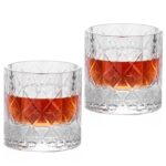 KAMMAK Crystal Whiskey Glasses Set of 2, Handcrafted 7.1oz Old Fashioned Glasses Stemless, Luxury Cocktail Glasses, Hand Blown Scotch Cup for Women, Men Gift for Rocks, Bourbon...