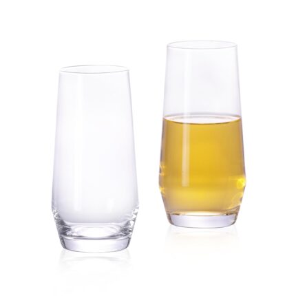 KAMMAK Drinking Glasses 12oz Crystal Water Glasses Set of 2, Tall Glass Cups, Highball Glass for Cocktail, Juice, Mojito, Iced Tea, Kitchen and Bar Glassware Gifts, Collins Glasses