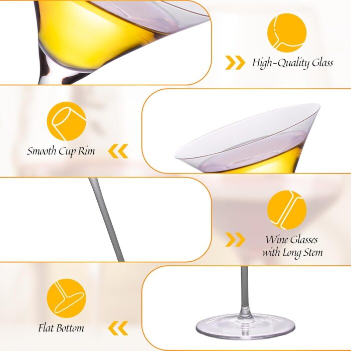 KAMMAK Martini Glasses Set of 2, 4.73 oz Clear Crystal Cocktail Glasses with Stem, Reusable Cocktail Glassware for Wedding Birthday Party, Bar, Margarita, Whiskey, Gin, Tequila,...