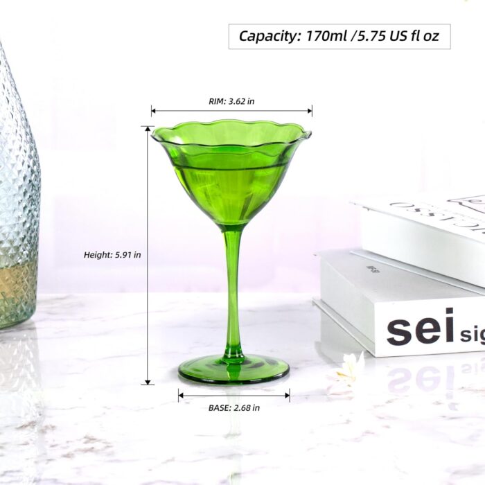 KAMMAK Martini Glasses Set of 2, 5.75 oz Clear Crystal Cocktail Glasses with Stem, Reusable Cocktail Glassware for Wedding Birthday Party, Bar, Margarita, Whiskey, Gin, Tequila,...