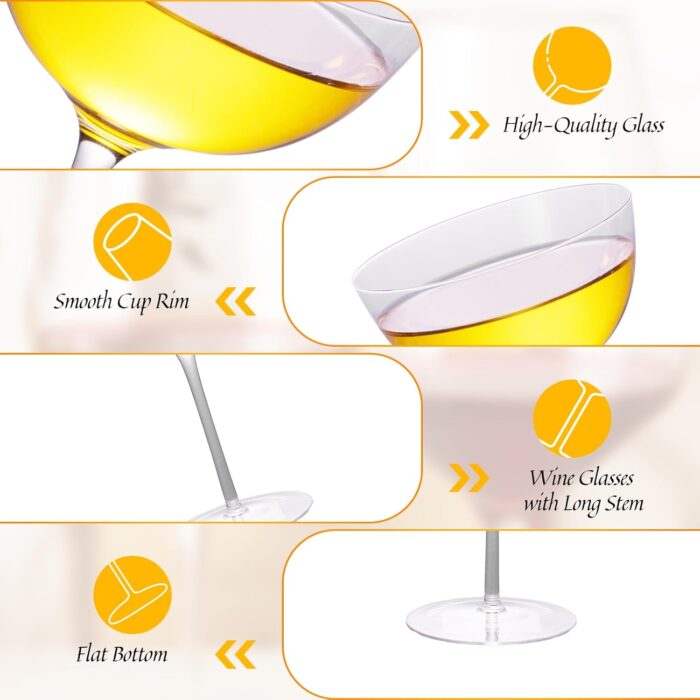 KAMMAK Martini Glasses Set of 2, 7.44 oz Clear Crystal Cocktail Glasses with Stem, Reusable Cocktail Glassware for Wedding Birthday Party, Bar, Margarita, Whiskey, Gin, Tequila,...