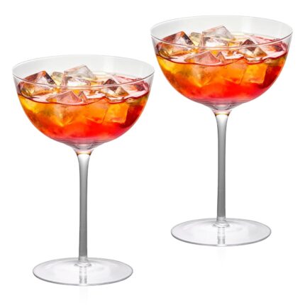 KAMMAK Martini Glasses Set of 2, 7.44 oz Clear Crystal Cocktail Glasses with Stem, Reusable Cocktail Glassware for Wedding Birthday Party, Bar, Margarita, Whiskey, Gin, Tequila,...