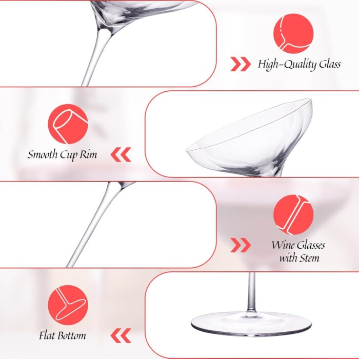 KAMMAK Martini Glasses Set of 2, 9.47 oz Clear Crystal Cocktail Glasses with Stem, Reusable Cocktail Glassware for Wedding Birthday Party, Bar, Margarita, Whiskey, Gin, Tequila,...