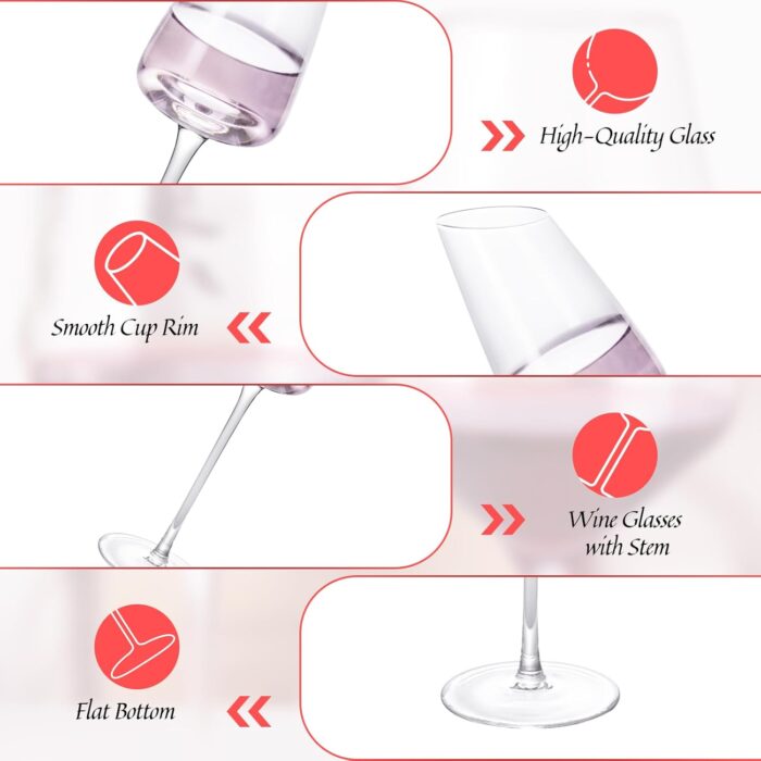 KAMMAK Wine Glasses Set of 2, 7.44 oz Hand Blown Crystal Bordeaux Wine Glasses, Thin Rim & Long Stem, Perfect for Red & White, Daily Use, Wedding or Birthday Gift with Gift Box,...