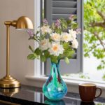 KAMMAK-Azure Crystal Vase - Heavy Glass Decor for Mantle
