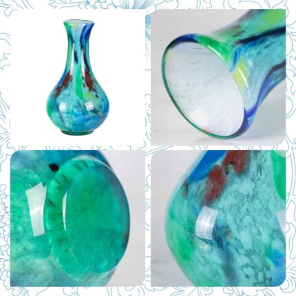 KAMMAK-Azure Crystal Vase - Heavy Glass Decor for Mantle