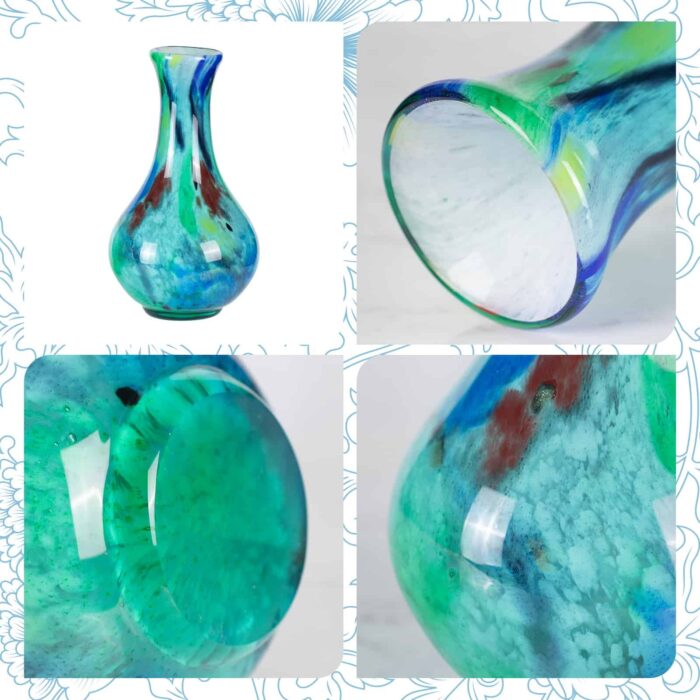 KAMMAK-Azure Crystal Vase - Heavy Glass Decor for Mantle