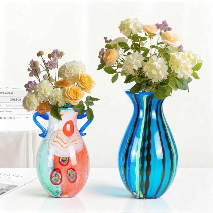 KAMMAK-Avant-Garde Glass Sculpture Vase - Multicolor Abstract Design