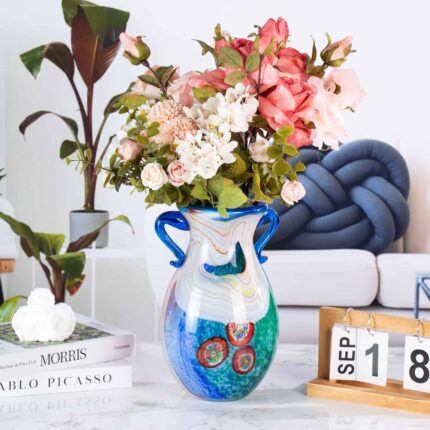 KAMMAK-Avant-Garde Glass Sculpture Vase - Multicolor Abstract Design