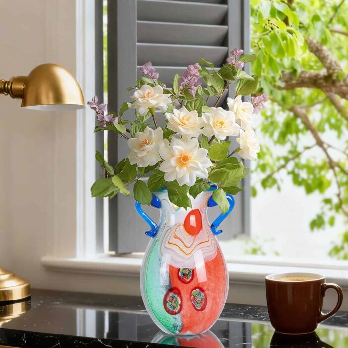 KAMMAK-Avant-Garde Glass Sculpture Vase - Multicolor Abstract Design