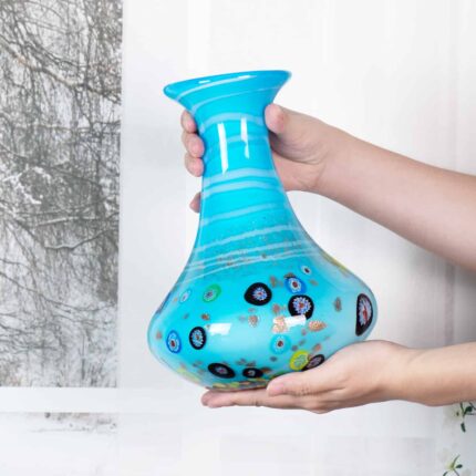 KAMMAK-Nature Motif Crystal Vase - Carved Glass Effect