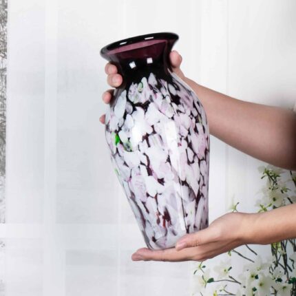 KAMMAK-Tall Cylinder Art Glass Vase - Statement Floor or Table Decor