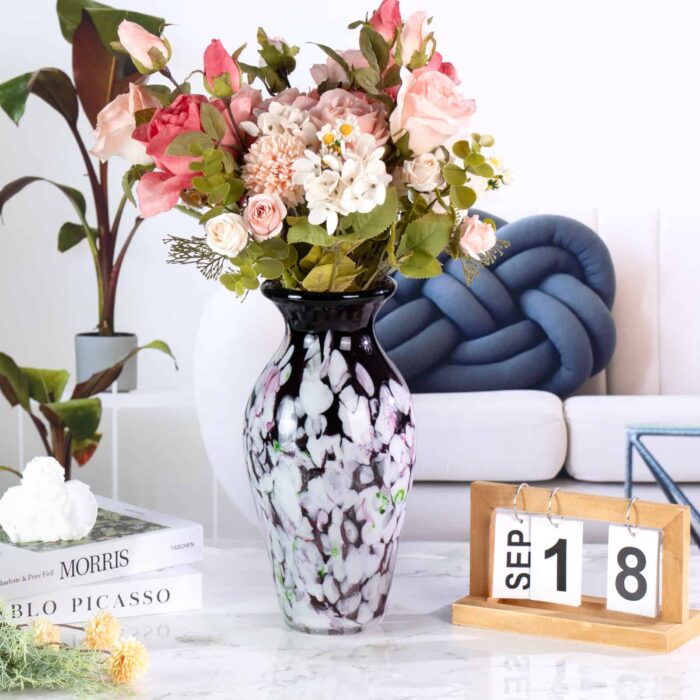 KAMMAK-Tall Cylinder Art Glass Vase - Statement Floor or Table Decor
