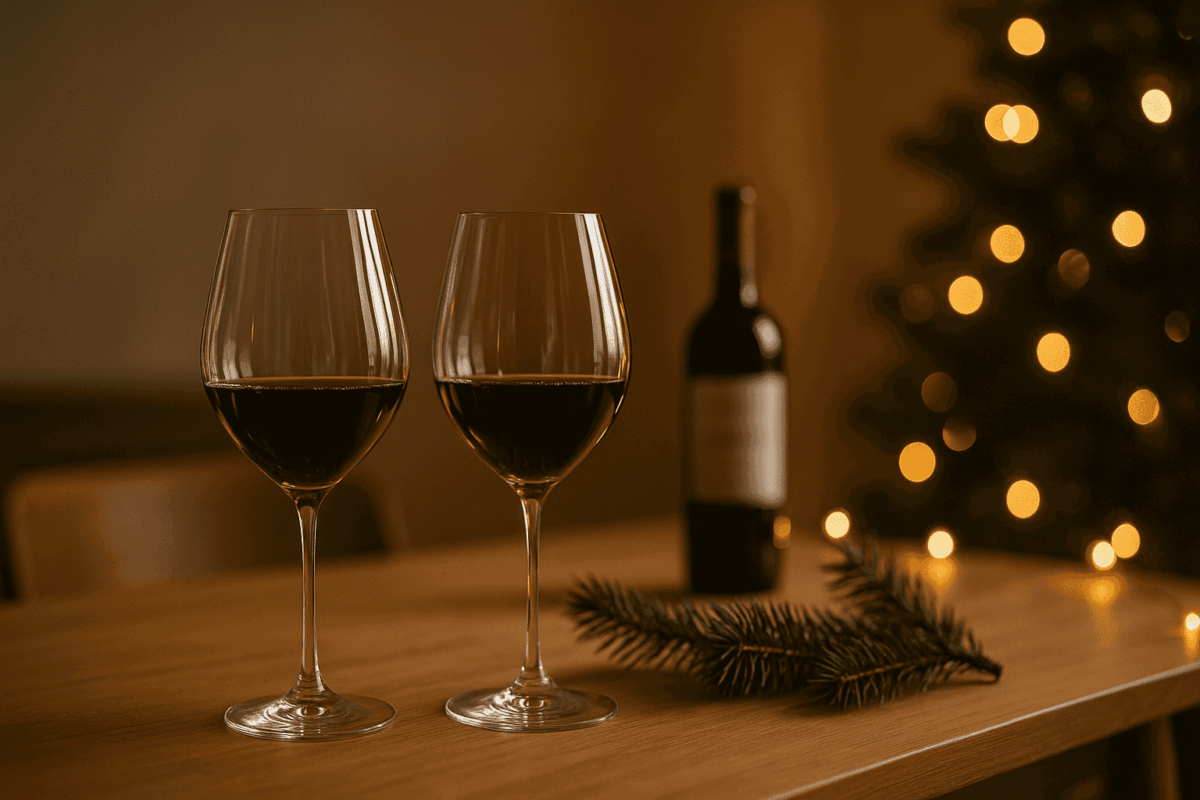 crystal red wine glasses on elegant table