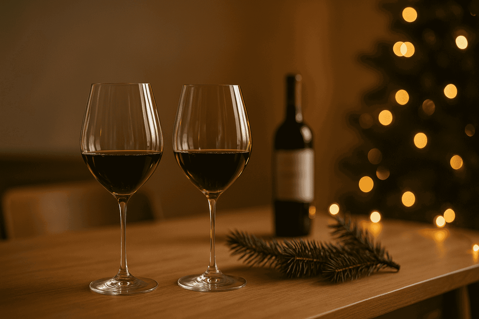 crystal red wine glasses on elegant table