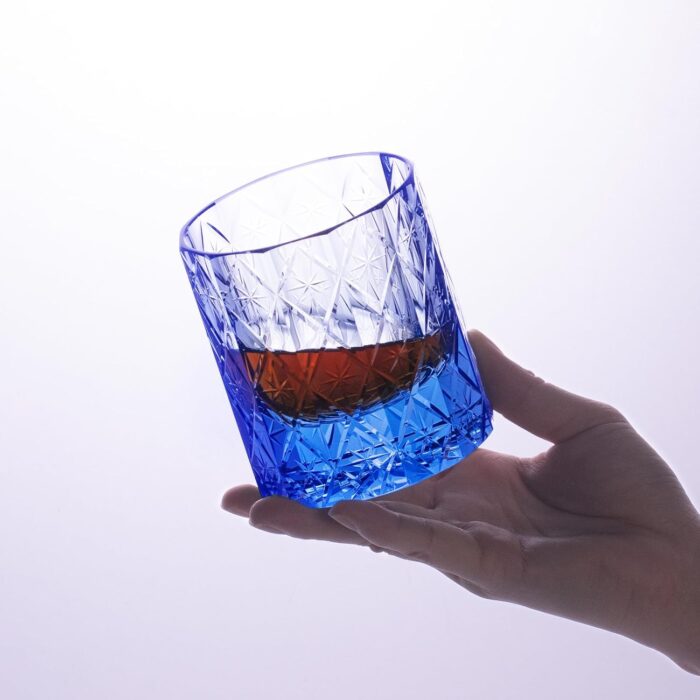 KAMMAK Crystal Whiskey Glass Set of 2, 7.78 oz (230 ml) Handmade Old Fashioned Tumbler, Thick Base Colored Glass with Delicate Rim & Seamless Design for Scotch, Bourbon,...
