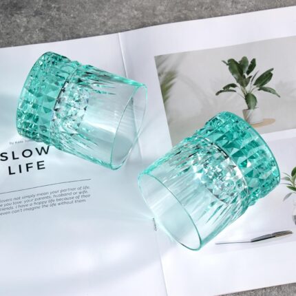 KAMMAK Crystal Whiskey Glasses Set, 7.8 oz (230 ml) Hand Blown Old Fashioned Tumbler, Thick Base Colored Glass with Delicate Rim & Seamless Design for Scotch, Bourbon,...