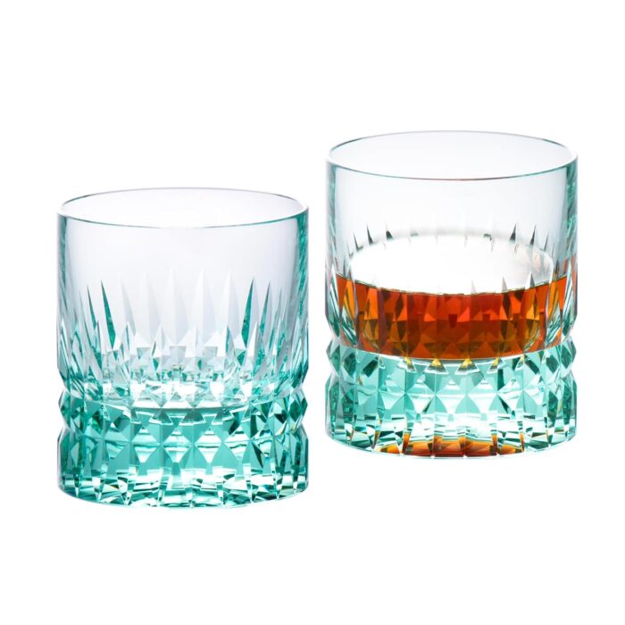 KAMMAK Crystal Whiskey Glasses Set, 7.8 oz (230 ml) Hand Blown Old Fashioned Tumbler, Thick Base Colored Glass with Delicate Rim & Seamless Design for Scotch, Bourbon,...