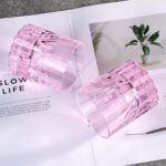 KAMMAK Crystal Whiskey Glasses Set of 2, 7.61 oz (225 ml) Hand Blown Old Fashioned Tumbler, Pink Thick Base Glass with Delicate Rim & Seamless Design for Scotch, Bourbon,...