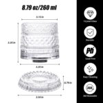 KAMMAK Crystal Whiskey Glasses Set of 2, 8.79 oz Rotatable Old Fashioned Glasses with Luxury Box, Spinning Wine Glass with Stress Relief, Gifts for Scotch, Bourbon, Liquor and...