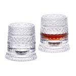 KAMMAK Crystal Whiskey Glasses Set of 2, 8.79 oz Rotatable Old Fashioned Glasses with Luxury Box, Spinning Wine Glass with Stress Relief, Gifts for Scotch, Bourbon, Liquor and...