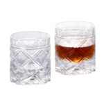 KAMMAK Old Fashioned Crystal Whiskey Glasses Set of 2, 8.45 oz (250 ml) Handmade Thick Base Tumbler with Delicate Rim & Seamless Design for Scotch, Bourbon, Cocktails, Lead-Free...