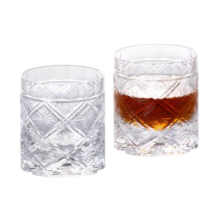 KAMMAK Old Fashioned Crystal Whiskey Glasses Set of 2, 8.45 oz (250 ml) Handmade Thick Base Tumbler with Delicate Rim & Seamless Design for Scotch, Bourbon, Cocktails, Lead-Free...