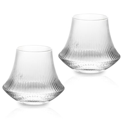 KAMMAK Whiskey Glass Set of 2, 10oz Old Fashioned Cognac Glass for Scotch, Rum, Brandy, Vodka in Bar And Party Gifts for Men, Whisky Lovers, Wedding, Anniversary, Birthday