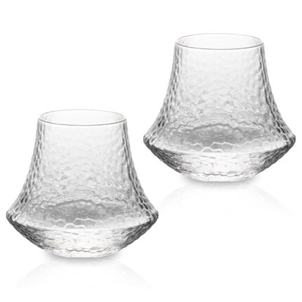 KAMMAK Whiskey Glass Set of 2, 10oz Old Fashioned Cognac Glass for Scotch, Cocktails, Rum, Brandy, Vodka in Bar And Party Gifts for Men, Whisky Lovers, Wedding, Anniversary,...