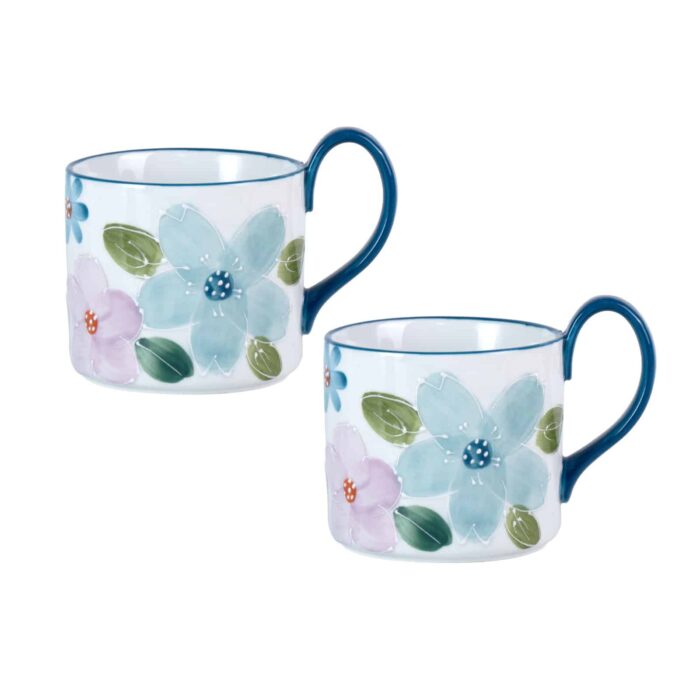 KAMMAK Ceramic Coffee Mug, 13.5oz Blue Mugs Set of 2
