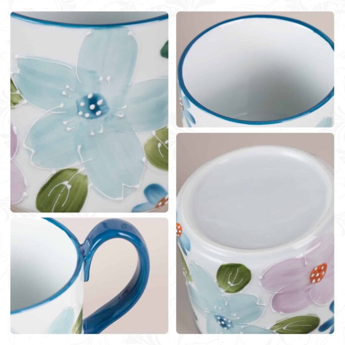 KAMMAK Ceramic Coffee Mug, 13.5oz Blue Mugs Set of 2