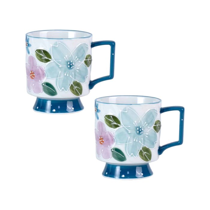 KAMMAK Ceramic Blue Coffee Mug, 15oz Large Mugs Set of 2