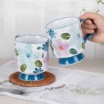 KAMMAK Ceramic Blue Coffee Mug, 15oz Large Mugs Set of 2