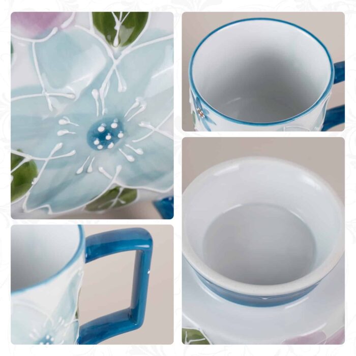 KAMMAK Ceramic Blue Coffee Mug, 15oz Large Mugs Set of 2