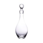 Crystal Wine Decanter, 1600ml Glass Decanter with Stopper, Elegant Red Wine Carafe, Unique Wine Aerator for Bar, Party, Anniversary, Home, Banquet, Idea Gift for Men... KAMMAK 8SXLJ003-US glass decanter side angle view showing silhouette