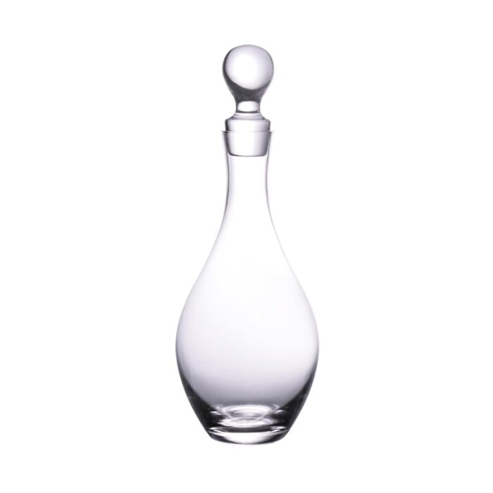 Crystal Wine Decanter, 1600ml Glass Decanter with Stopper, Elegant Red Wine Carafe, Unique Wine Aerator for Bar, Party, Anniversary, Home, Banquet, Idea Gift for Men... KAMMAK 8SXLJ003-US glass decanter side angle view showing silhouette
