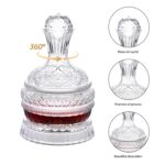 Crystal Wine Decanter, 1600ml Rotatable Glass Decanter with Stopper, Lead-Free Elegant Red Wine Carafe, Unique Wine Aerator for Bar, Party, Anniversary, Home, Banquet, Idea Gift...