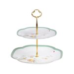 KAMMAK 2-Tier Porcelain Cupcake Stand Serving Tray, Dessert Plates Cake Fruit Candy Display Tower, Reusable Pastry Platter for Wedding Birthday Baby Shower Tea Party Decorations...