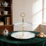 KAMMAK 2-Tier Porcelain Cupcake Stand Serving Tray, Dessert Plates Cake Fruit Candy Display Tower, Reusable Pastry Platter for Wedding Birthday Baby Shower Tea Party Decorations...