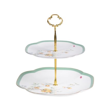 KAMMAK 2-Tier Porcelain Cupcake Stand Serving Tray, Dessert Plates Cake Fruit Candy Display Tower, Reusable Pastry Platter for Wedding Birthday Baby Shower Tea Party Decorations...