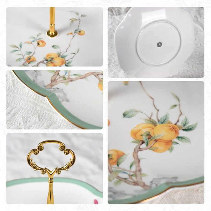 KAMMAK 2-Tier Porcelain Cupcake Stand Serving Tray, Dessert Plates Cake Fruit Candy Display Tower, Reusable Pastry Platter for Wedding Birthday Baby Shower Tea Party Decorations...