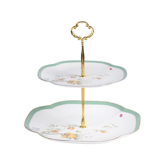 KAMMAK 2-Tier Porcelain Cupcake Stand Serving Tray, Dessert Plates Cake Fruit Candy Display Tower, Reusable Pastry Platter for Wedding Birthday Baby Shower Tea Party Decorations...