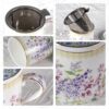 KAMMAK Bone China Mugs 15oz Coffee Mugs with Lid and Infuser, Tea Cup Porcelain Espresso Mug Fine Ceramic Tea Cups Cute Drinking Mug for Cappuccino, Latte, Coco, Americano KAMMAK 8CZYX015 ceramic cup and saucer shape and proportion detail image 3