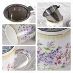 KAMMAK Bone China Mugs 15oz Coffee Mugs with Lid and Infuser, Tea Cup Porcelain Espresso Mug Fine Ceramic Tea Cups Cute Drinking Mug for Cappuccino, Latte, Coco, Americano