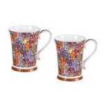KAMMAK Bone China Mugs 9.4 oz Coffee Mugs with Handle, Tea Cup Set of 2 Porcelain Espresso Mug Fine Ceramic Tea Cups Cute Drinking Mug for Cappuccino, Latte, Coco, Americano