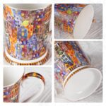 KAMMAK Bone China Mugs 9.4 oz Coffee Mugs with Handle, Tea Cup Set of 2 Porcelain Espresso Mug Fine Ceramic Tea Cups Cute Drinking Mug for Cappuccino, Latte, Coco, Americano