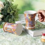 KAMMAK Bone China Mugs 9.4 oz Coffee Mugs with Handle, Tea Cup Set of 2 Porcelain Espresso Mug Fine Ceramic Tea Cups Cute Drinking Mug for Cappuccino, Latte, Coco, Americano